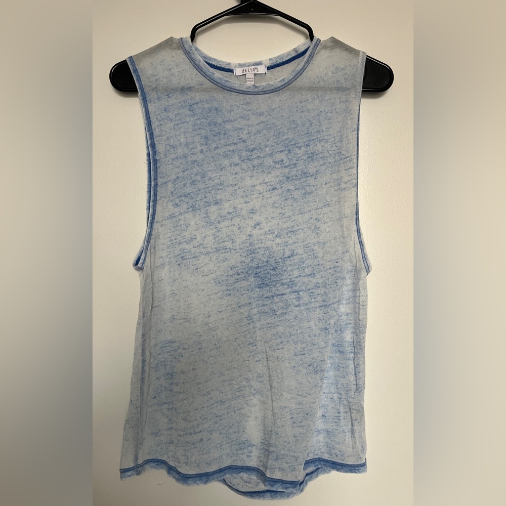 dELiA’s Light Blue Long Muscle Tank Top